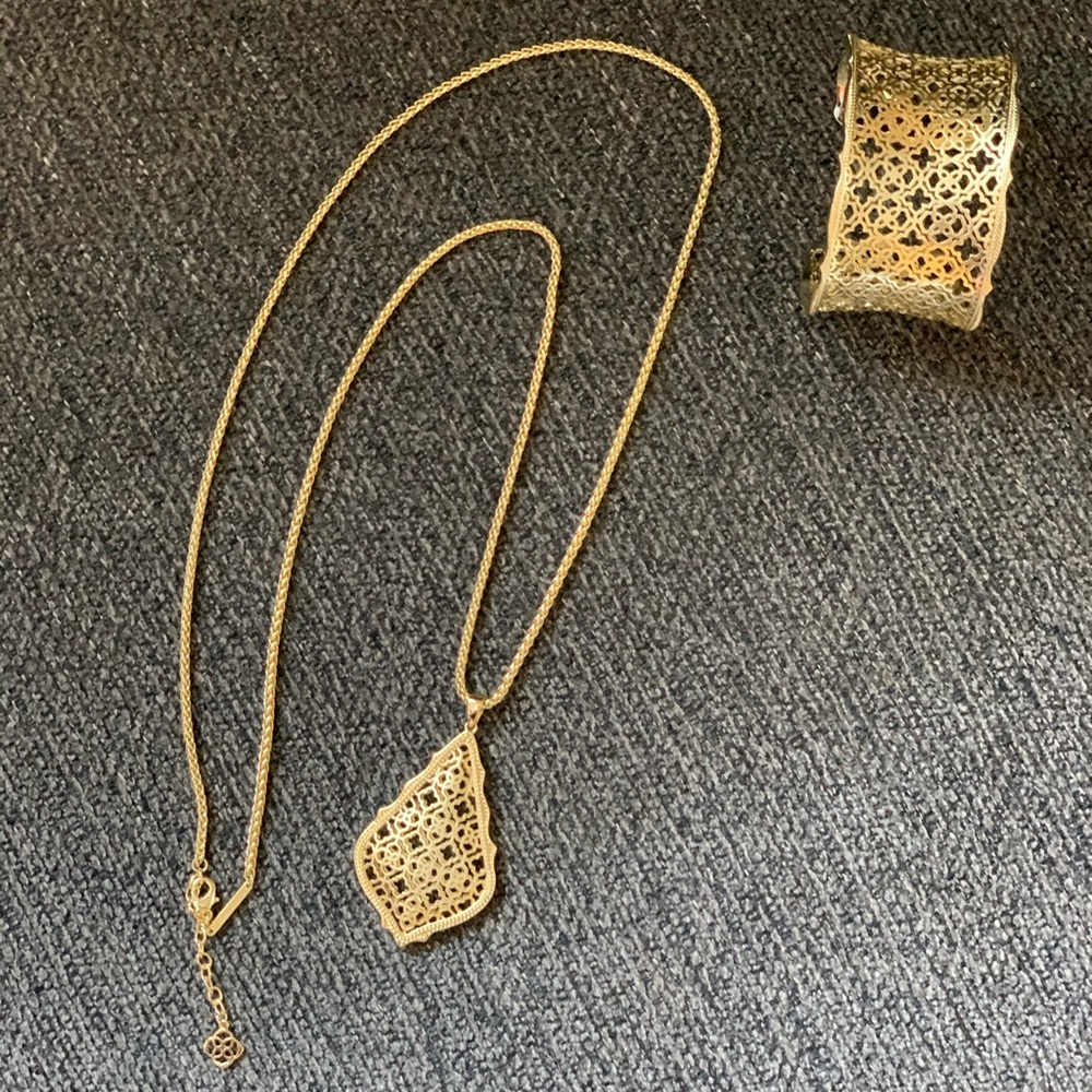 A matching Kendra Scott Cuff Bracelet and Necklace